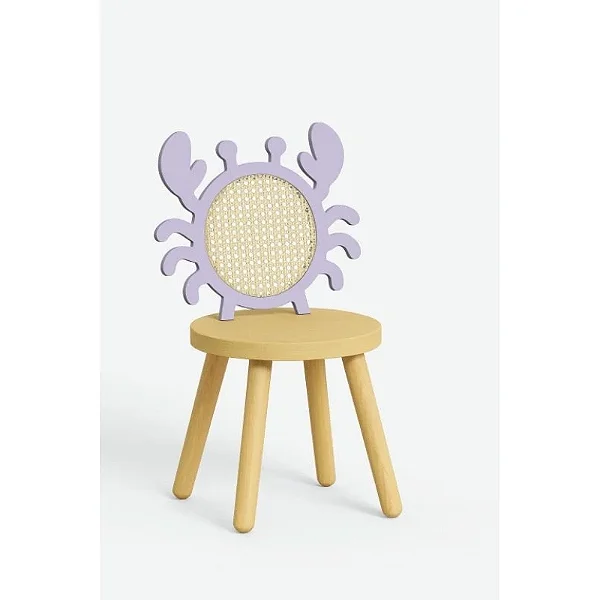 Cadeira infantil modelo caranguejo em MDF E talagarça