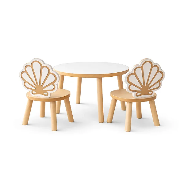 Mesa com duas cadeiras fundo do mar CONCHA