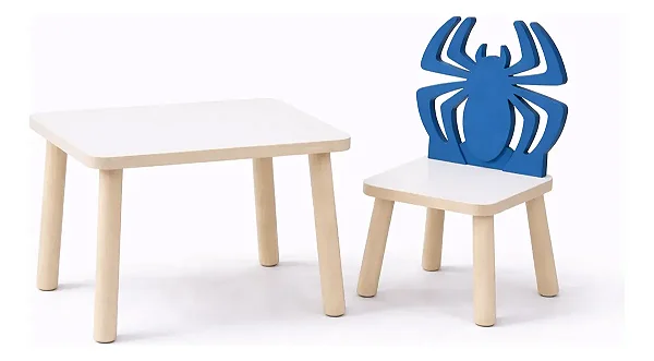 Conjunto Mesa E Cadeira Infantil Aranha Azul