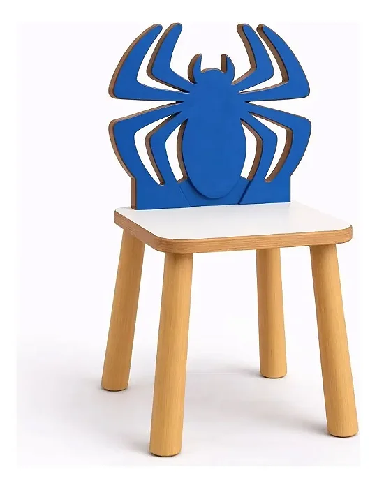Cadeira Infantil Temática Homem Aranha Azul Mdf