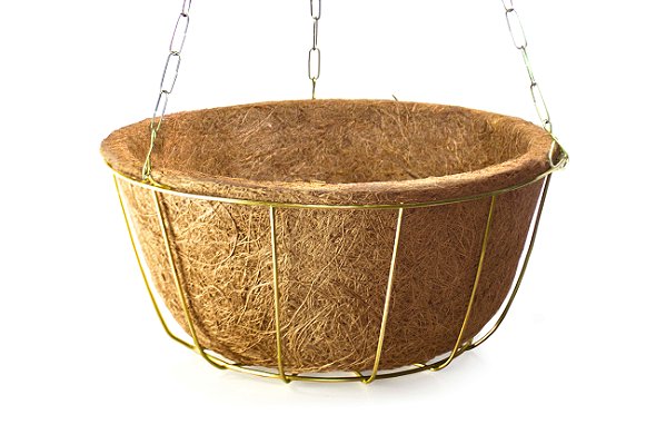 Vaso xaxim em fibra de coco de pendurar com estrutura de ferro e corrente Gigante