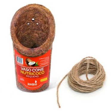 Vaso xaxim de fibra de coco de pendurar para orquídeas tipo cone