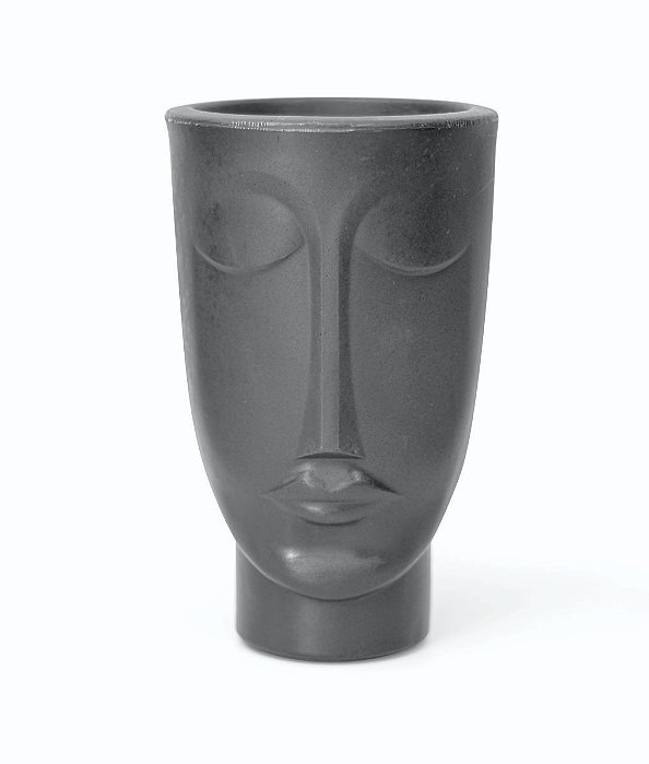 Vaso Decorativo Face Rosto Homem 24 cm de Altura 2,75 litros Preto
