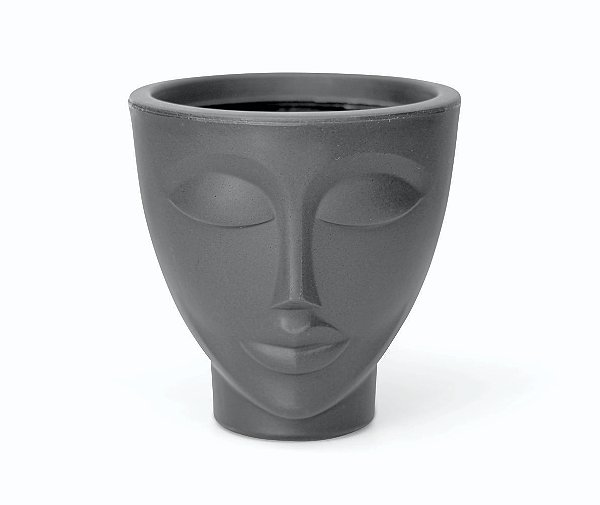 Vaso Decorativo Face Rosto Mulher 25 cm de Altura 7 litros Preto