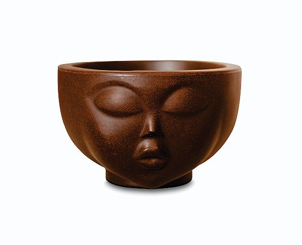 Vaso Decorativo Face Rosto Menina 13 cm de Altura 3,3 litros Café