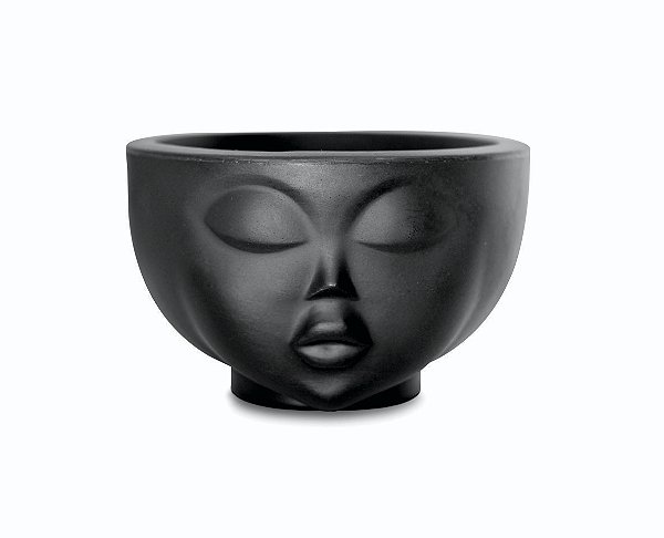 Vaso Decorativo Face Rosto Menina 9 cm de Altura 1 litro Preto
