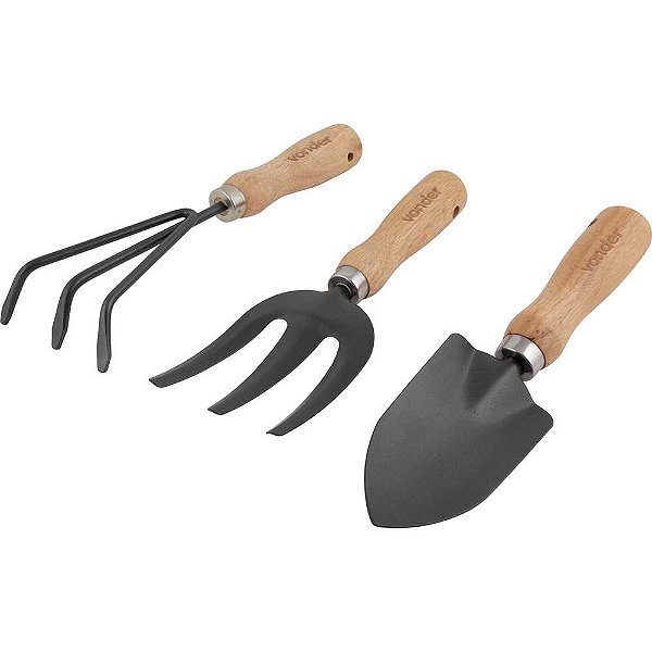 Conjunto para jardim com 3 peças, cabo em madeira, VONDER