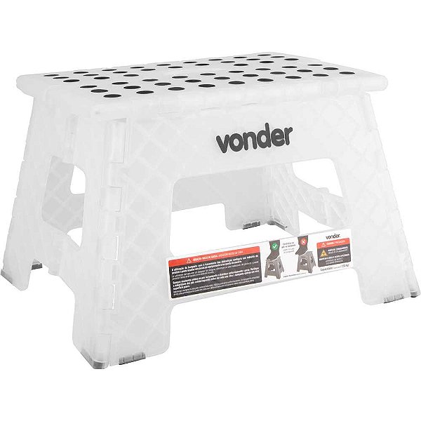 Banqueta Plástica Multiuso Dobrável Capacidade 150 Kg Transparente Vonder