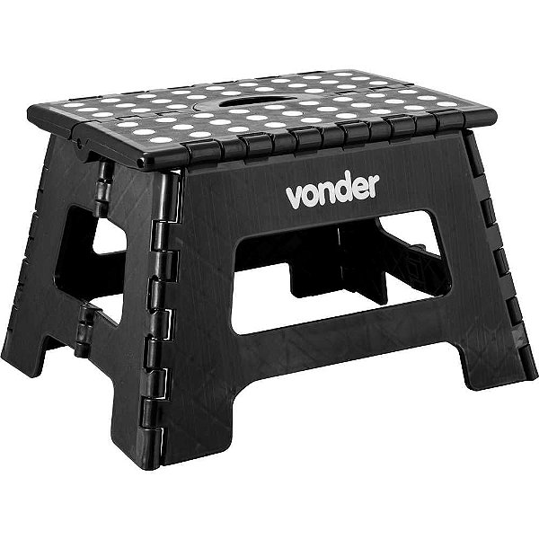 Banqueta Plástica Multiuso Dobrável Capacidade 150 Kg Preta Vonder