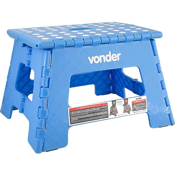 Banqueta Plástica Multiuso Dobrável Capacidade 150 Kg Azul Vonder