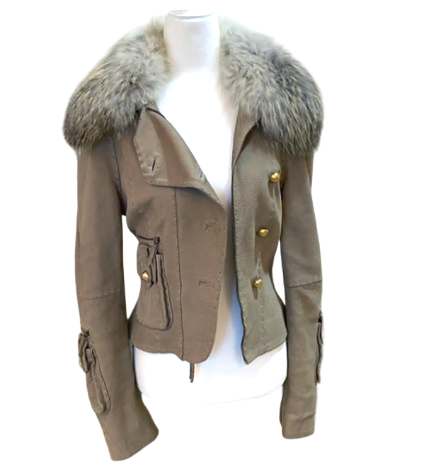 Jaqueta couro Feminina - Fendi Original