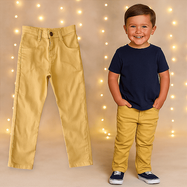 Calça Dame Dos em Sarja Bege