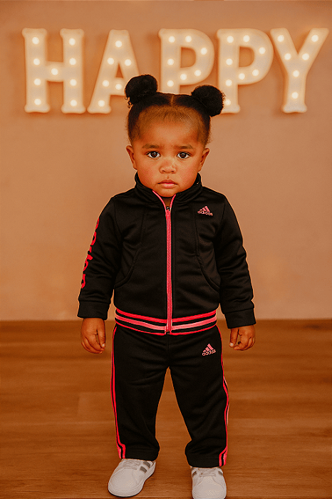 Conjunto Adidas Cinza com Rosa