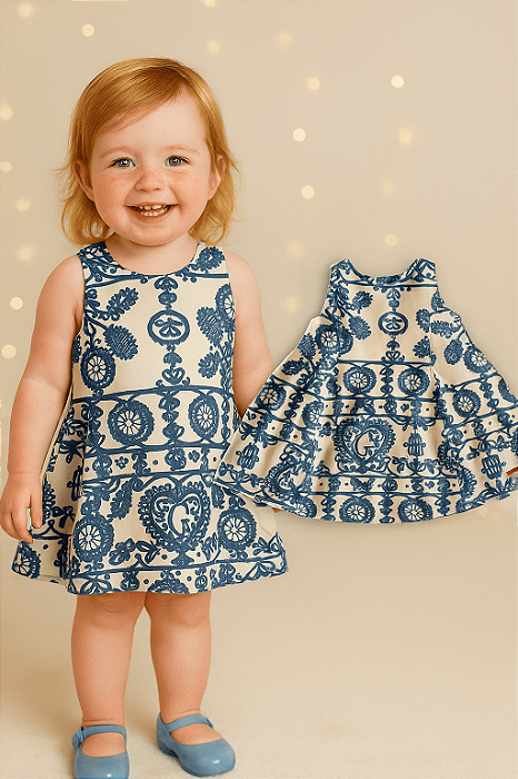 Vestido Branco e Azul Green