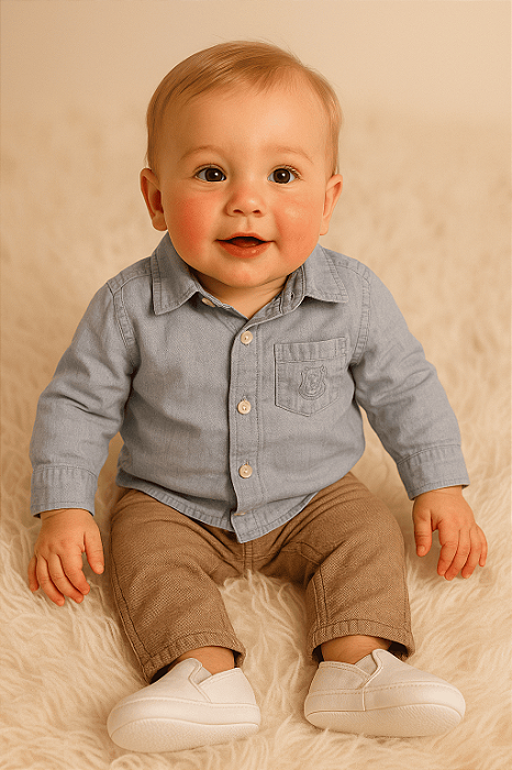 Camisa Bebê Azul Claro Chicco (6 meses)