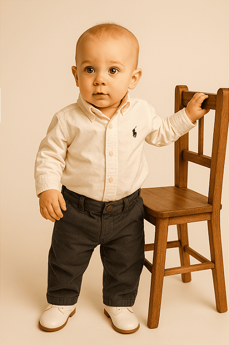 Camisa Bebê Branca Ralph Lauren (1 ano)