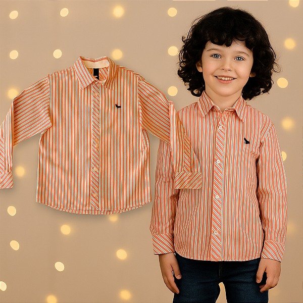 Camisa Listrada Rosa Um mais Um (8 anos)