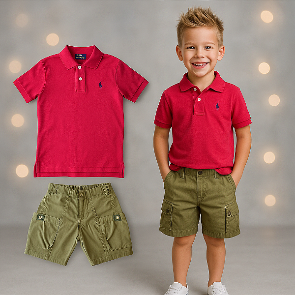 Camisa Polo Vermelha Ralph Lauren (7 anos)