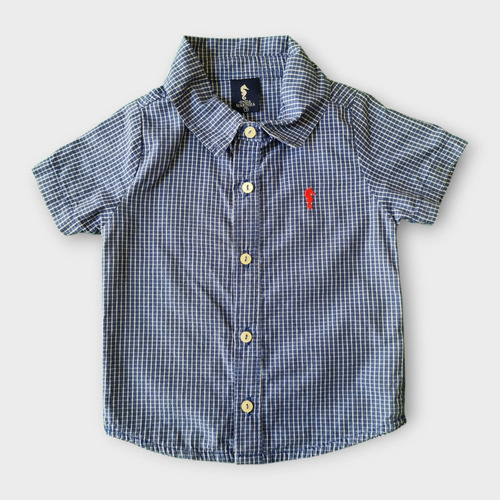 Camisa Quadriculada Azul Onda Marinha (1 ano)