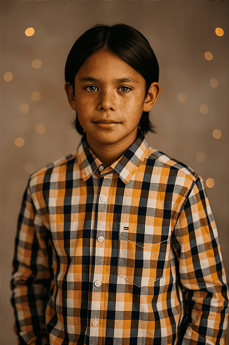 Camisa Xadrez Laranja Tommy Hilfiger (12 a 14 anos)