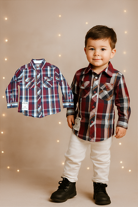 Camisa Xadrez Vermelha Guess (4 anos)