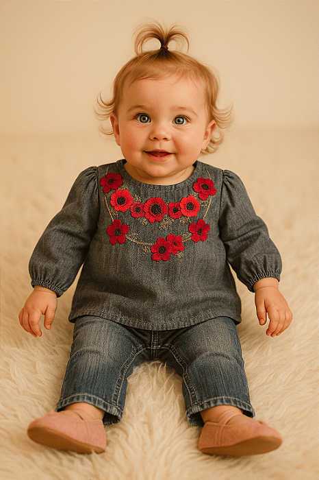 Camiseta com Bordado Mudpie (6 a 9 meses)