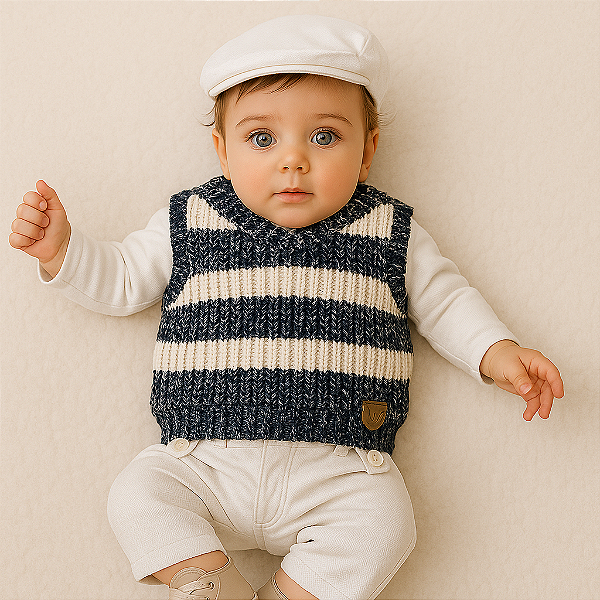 Colete Bebê Listrado Milon (Tamanho P)