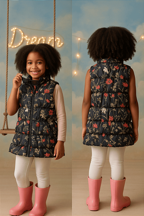 Colete Puffer Florido Fuzarka (11 a 12 anos)