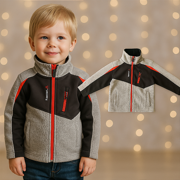 Jaqueta Cinza e Preto Reebok (4 anos)
