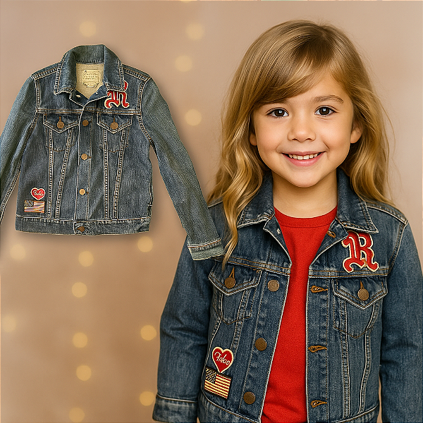 Jaqueta Jeans com patches Ralph Lauren (8 anos)