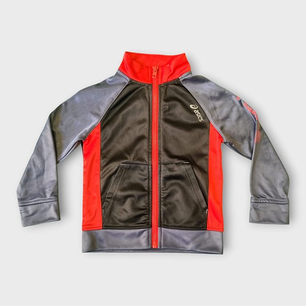 Jaqueta Preta, Vermelha e Cinza Asics (3 anos)