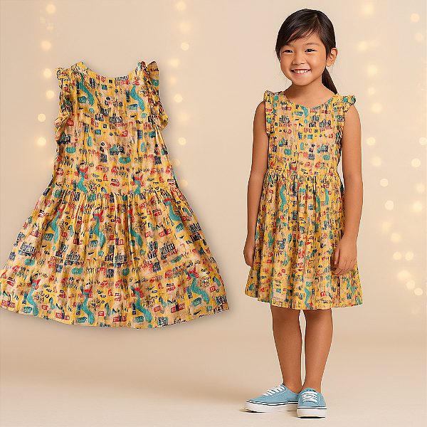 Vestido Estampa Cidade Fábula (8 anos)