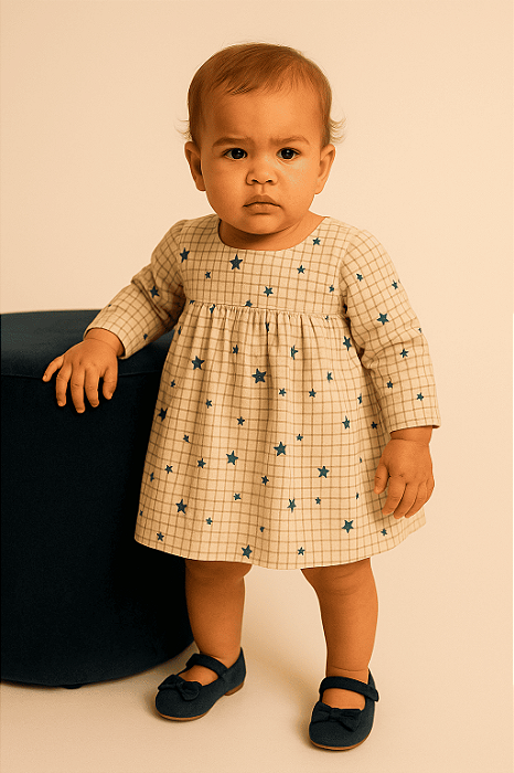 Vestido Infantil Estampado Estrelinhas Baby Gap (12 a 18 meses)