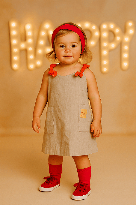 Vestido Jeans Saia de Filó (2 anos)