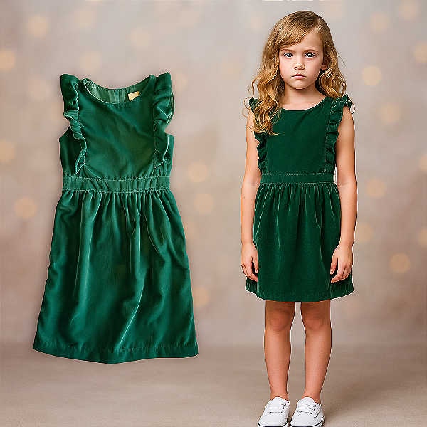 Vestido Verde em Veludo Gymboree (6 anos)