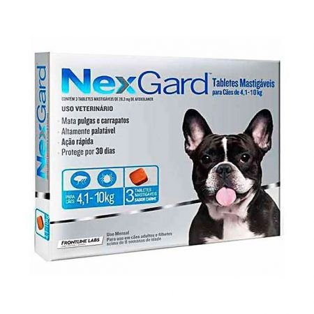 Antipulgas e Carrapatos Merial NexGard 28,3 mg para Cães de 4,1 a 10 kg - 3 Tabletes