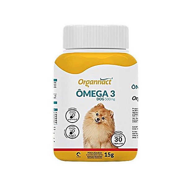 Ômega 3 Dog 500 mg Organnact Frasco 15 g Suplemento Vitaminico