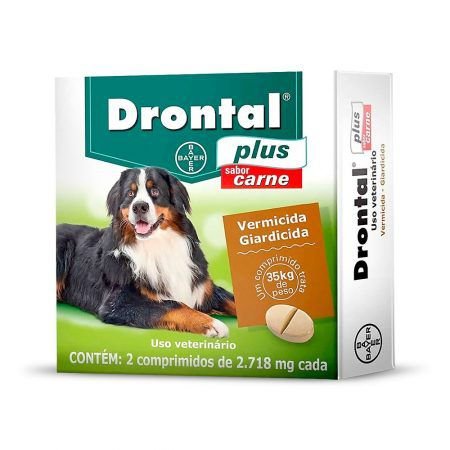 Vermífugo Drontal Plus p/ Cães até 35kg - Sabor Carne 2 Comprimidos