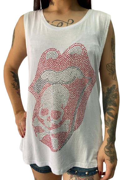 Regata Branca - The Rolling Stones – Caveira Pirata