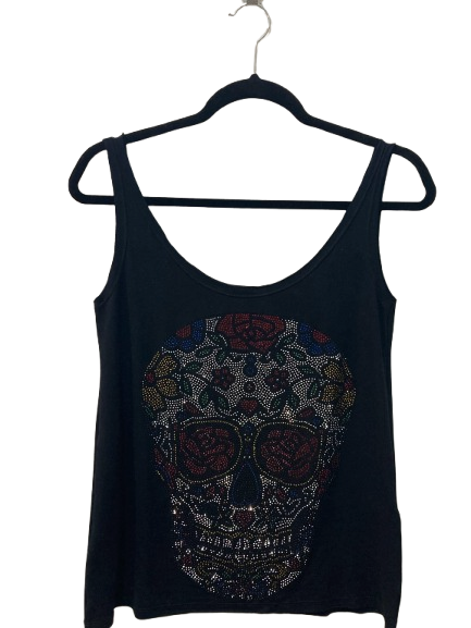 Regata Feminina com Pedraria Caveira Mexicana.