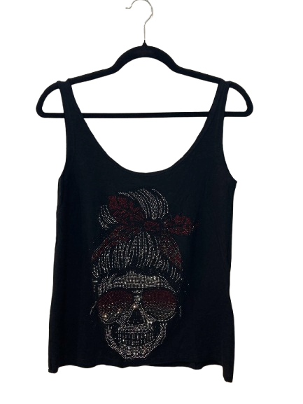 Regata Feminina com Caveira de Laço em Pedraria