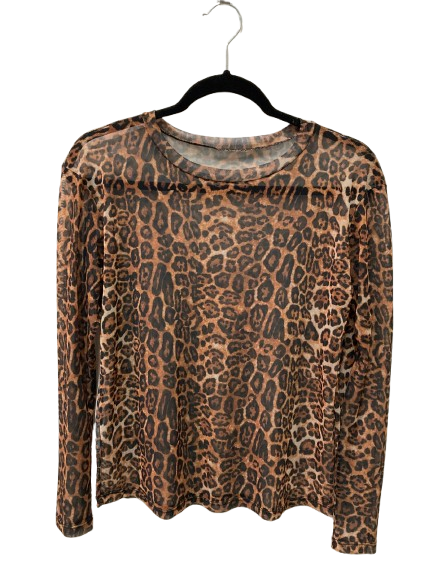 Blusa Feminina de Manga Longa em Tule com Estampa Animal Print (Onça).