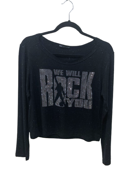 Cropped Manga Longa “We Will Rock You” com Pedrarias.