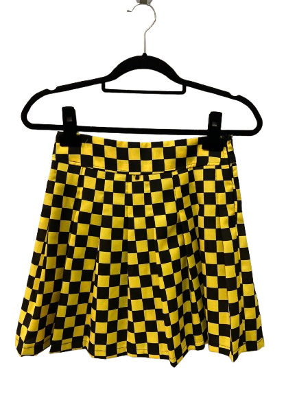 Saia Plissada Xadrez Amarela e Preta.