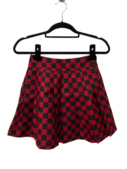 Saia Plissada Xadrez Vermelha e Preta.