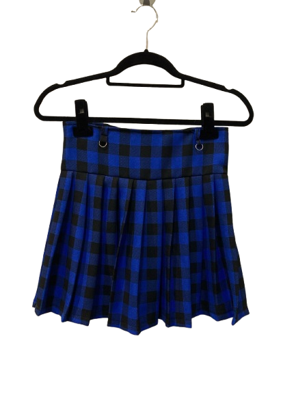 Saia Plissada Xadrez Azul e Preta