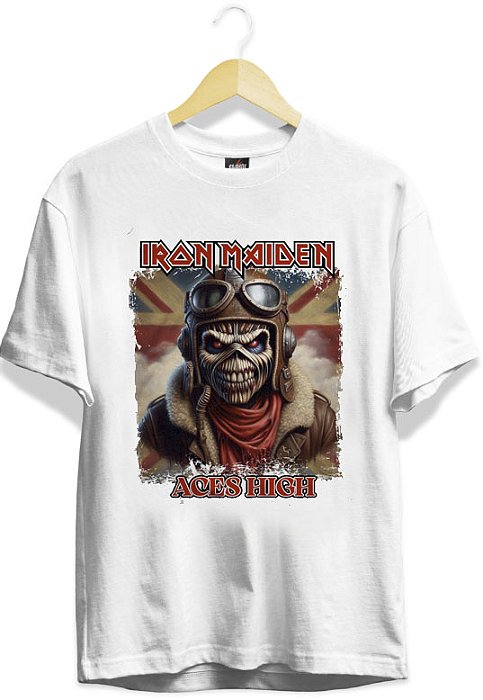 Camiseta Branca Iron Maiden - Aces High