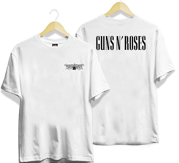 Camiseta Branca Guns and Roses - frente e costas
