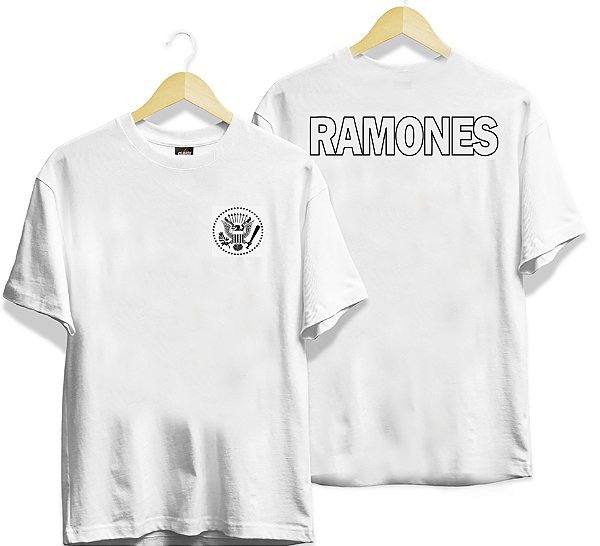 Camiseta Branca Ramones - frente e costas