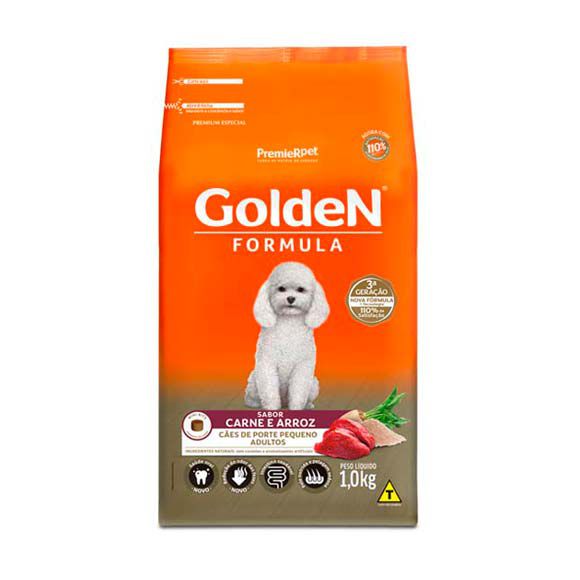 Ração Golden Fórmula Cães Adultos Mini Bits Sabor Carne e Arroz - 1kg